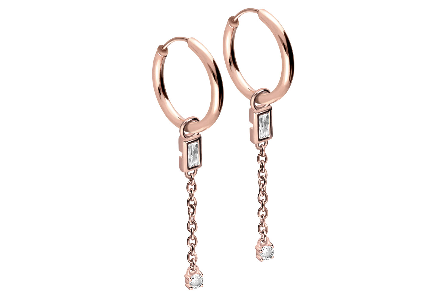 Chirurgenstahl Ohrclicker Creolen KRISTALLE + KETTE von Piercingline